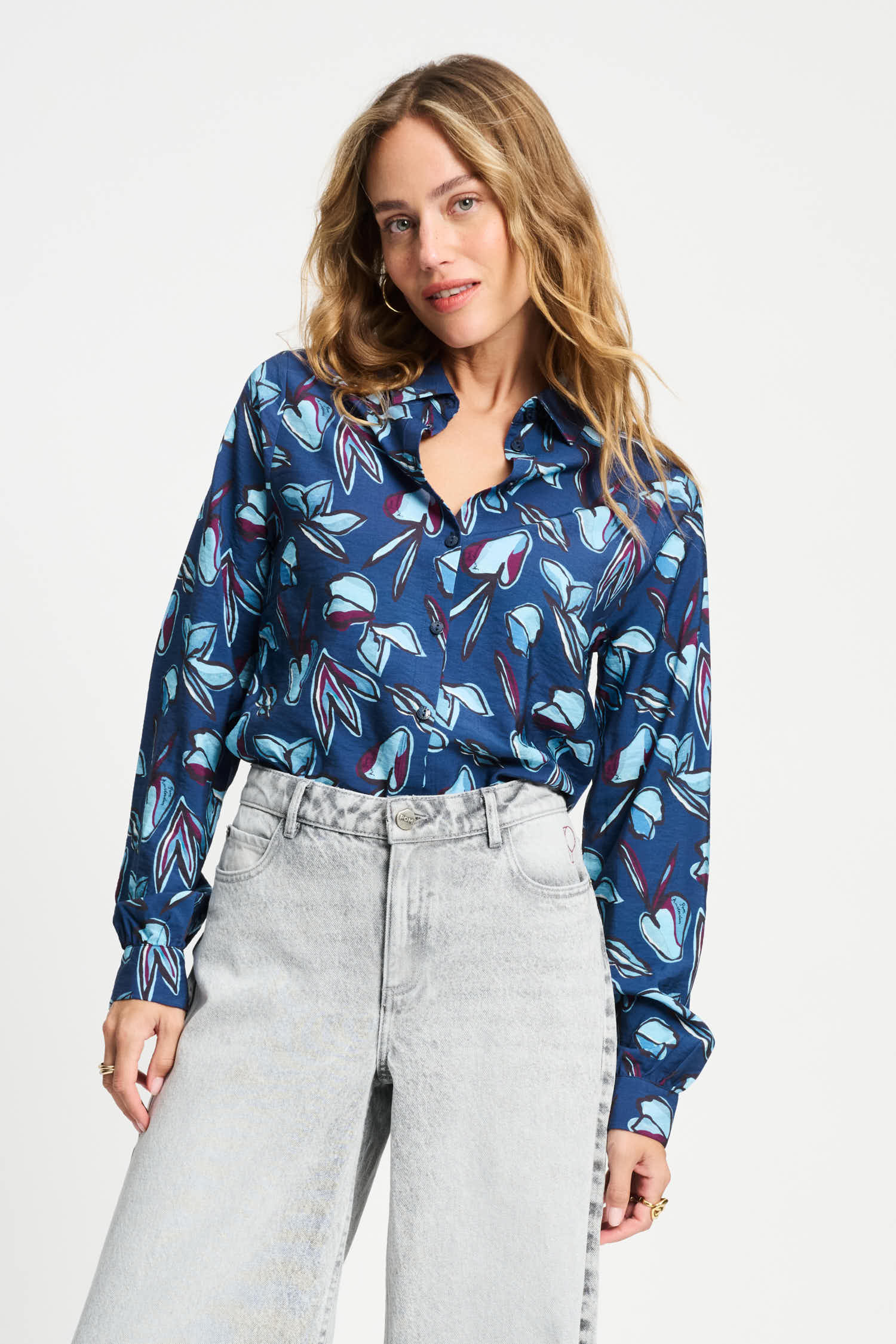 POM Amsterdam Blouses Blue / 34 BLOUSE - Mila Dashing Nights