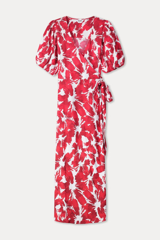 POM Amsterdam Dresses DRESS - Crinkle Bubble Bloom Red