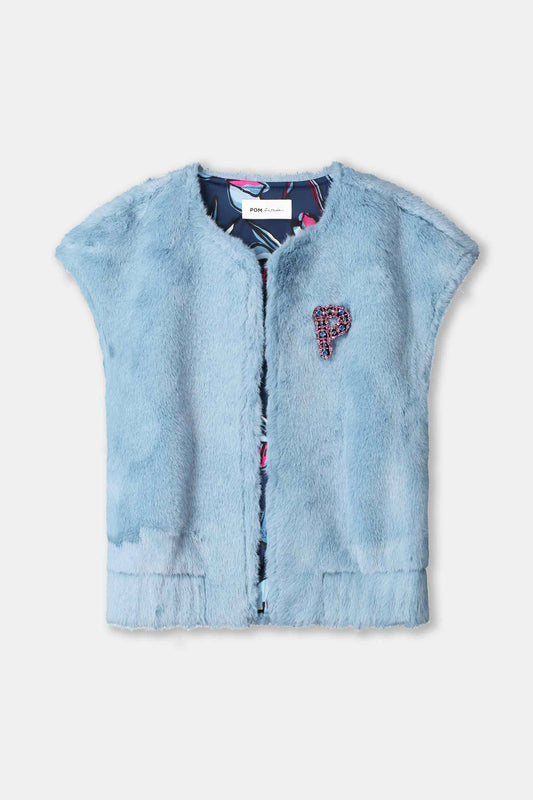 POM Amsterdam Gilets GILET - Fur Misty Blue