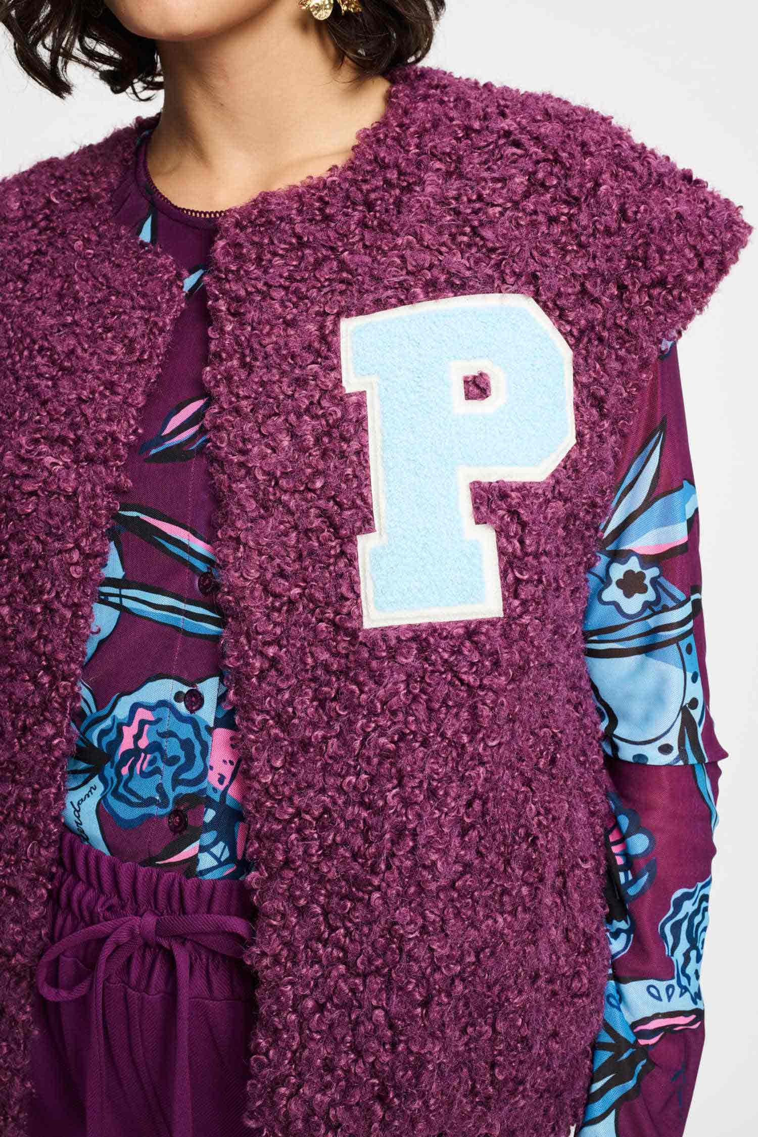 POM Amsterdam Gilets GILET - Teddy Baseball Plum