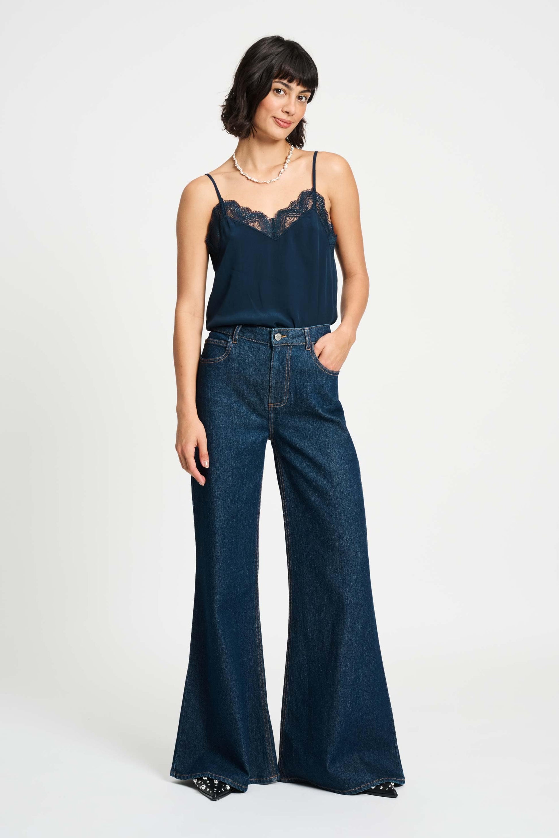 POM Amsterdam Jeans JEANS - Flare Dark Blue