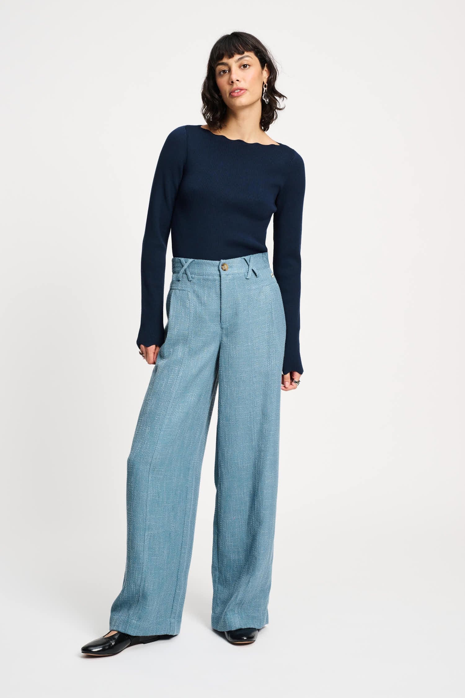POM Amsterdam Pants Blue / 34 PANTS - Bouclé Dawn Blue