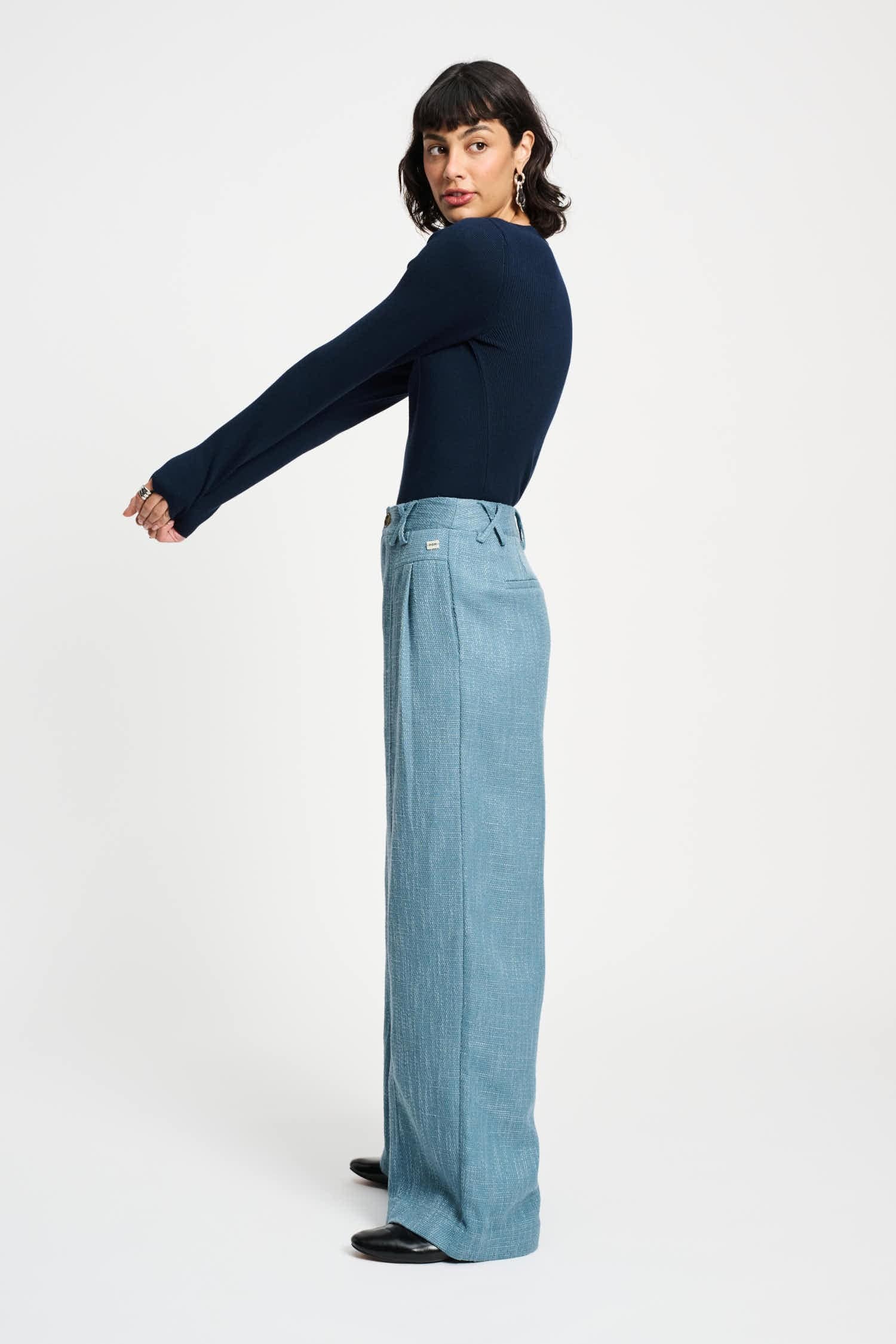 POM Amsterdam Pants PANTS - Bouclé Dawn Blue