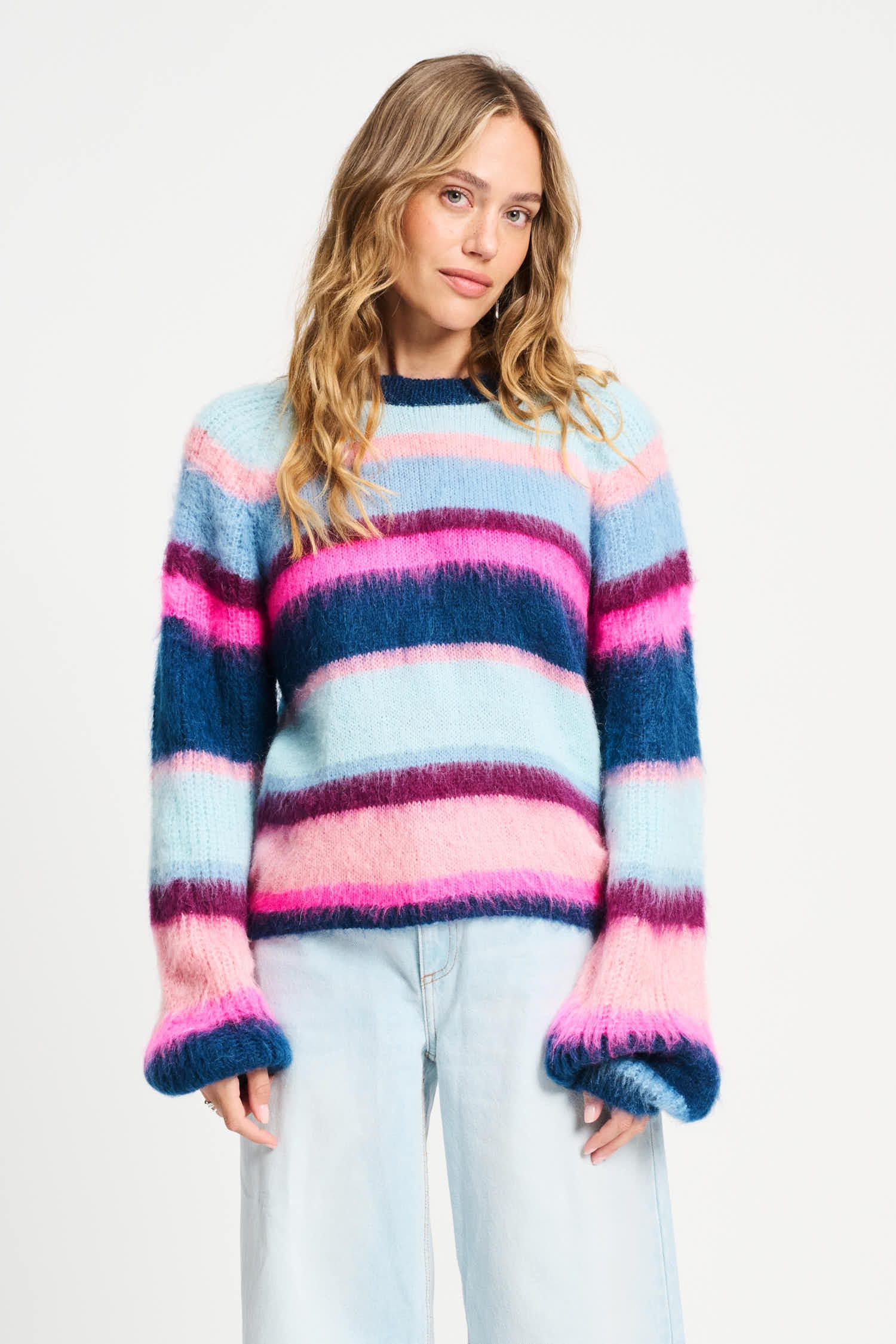 POM Amsterdam Pullovers Multi colour / 34 SWEATER - Brushed Stripes Blue