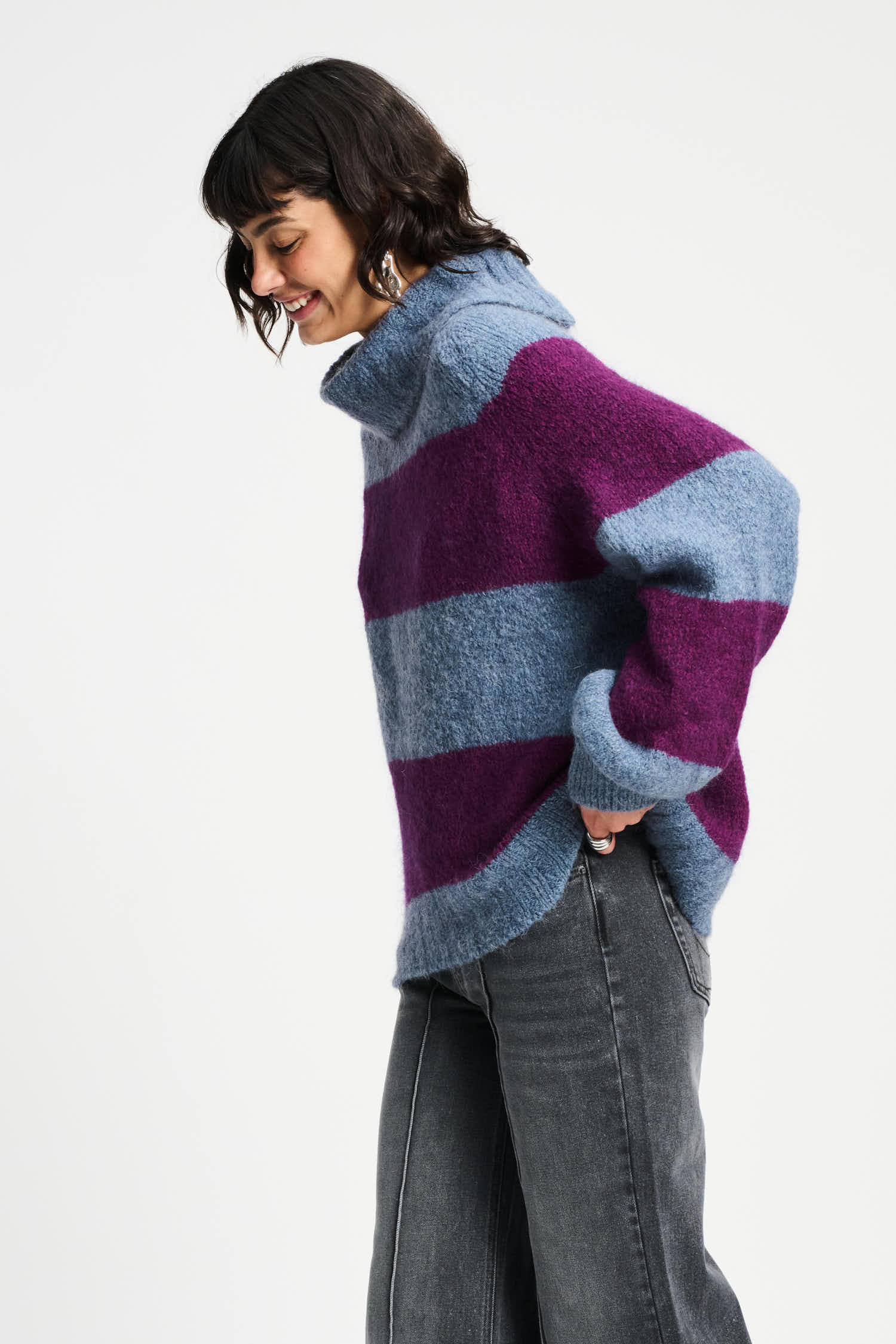 POM Amsterdam Pullovers SWEATER - Plum Stripes