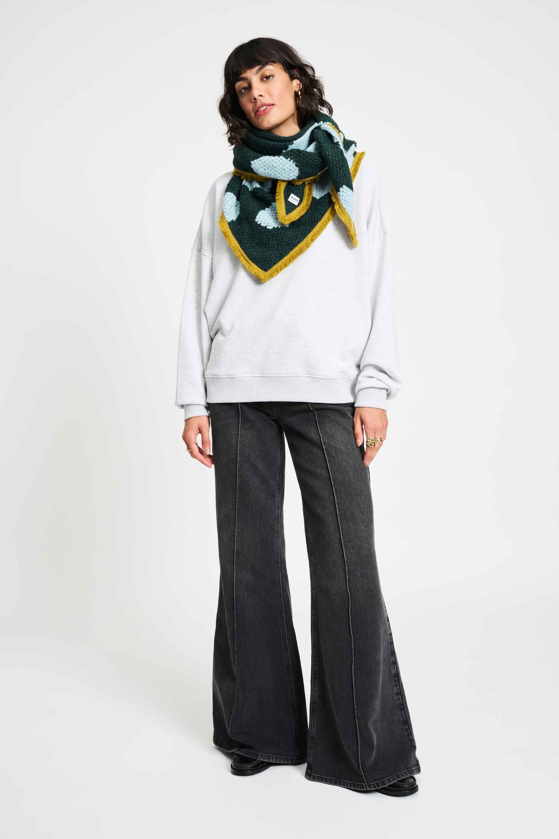 POM Amsterdam Shawls Green / OS SHAWL - Dots Green