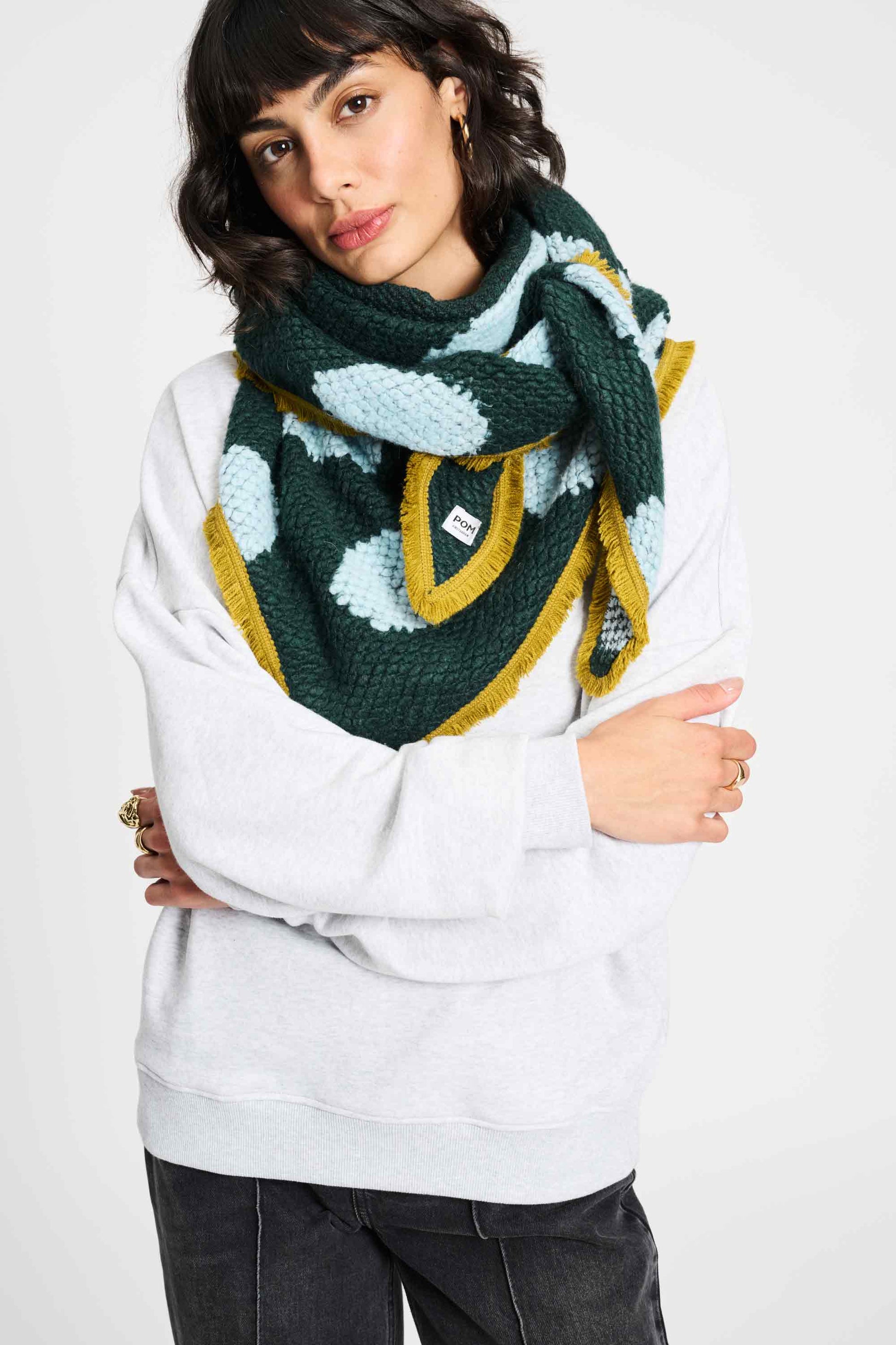 POM Amsterdam Shawls Green / OS SHAWL - Dots Green