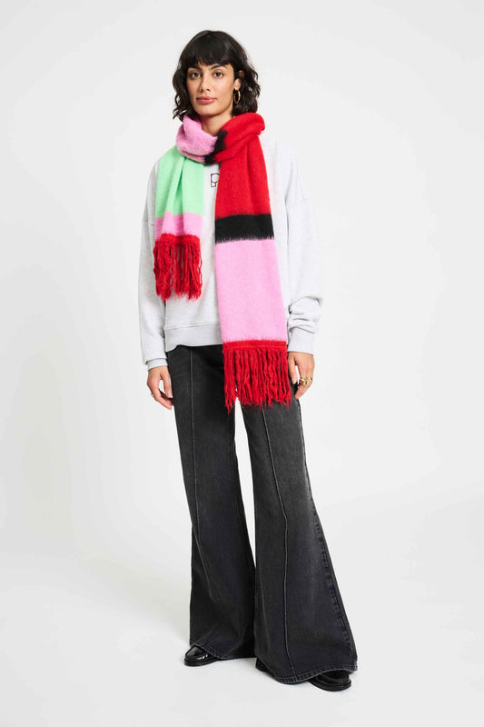 POM Amsterdam Shawls Multi colour / OS SHAWL - Brushed Stripes Green