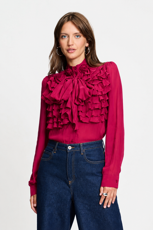 BLOUSE - Valerie Burgundy Red