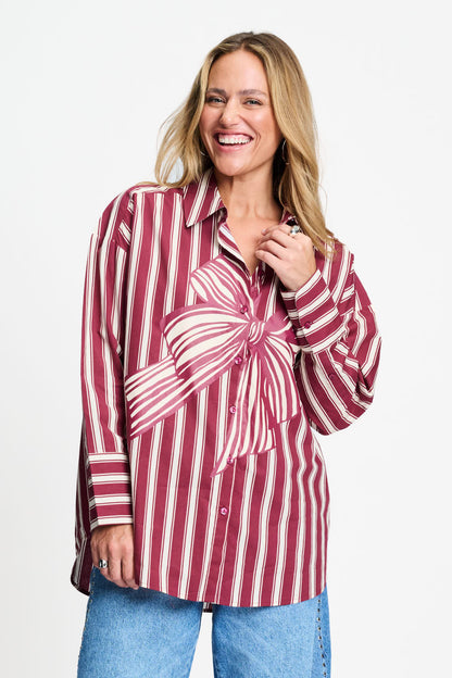BLOUSE - Beau Ribbon Red