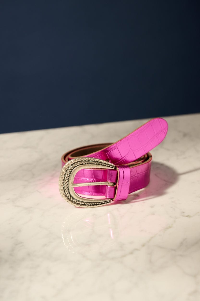 POM Amsterdam Belts BELT - Metallic Fuchsia Croco