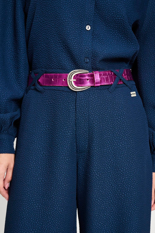 POM Amsterdam Belts Pink / 75 BELT - Metallic Fuchsia Croco