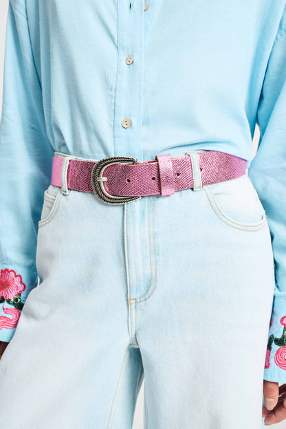 POM Amsterdam Belts Pink / 75 BELT - Snake Vibrant Pink