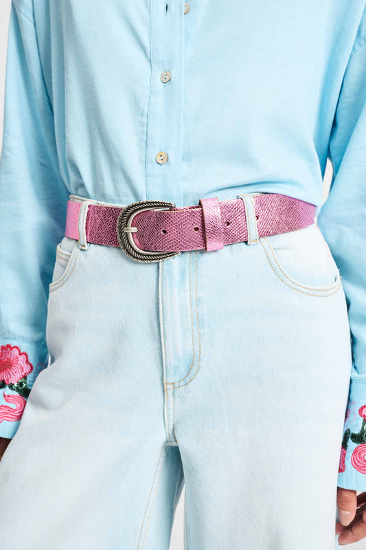 POM Amsterdam Belts Pink / 75 BELT - Snake Vibrant Pink