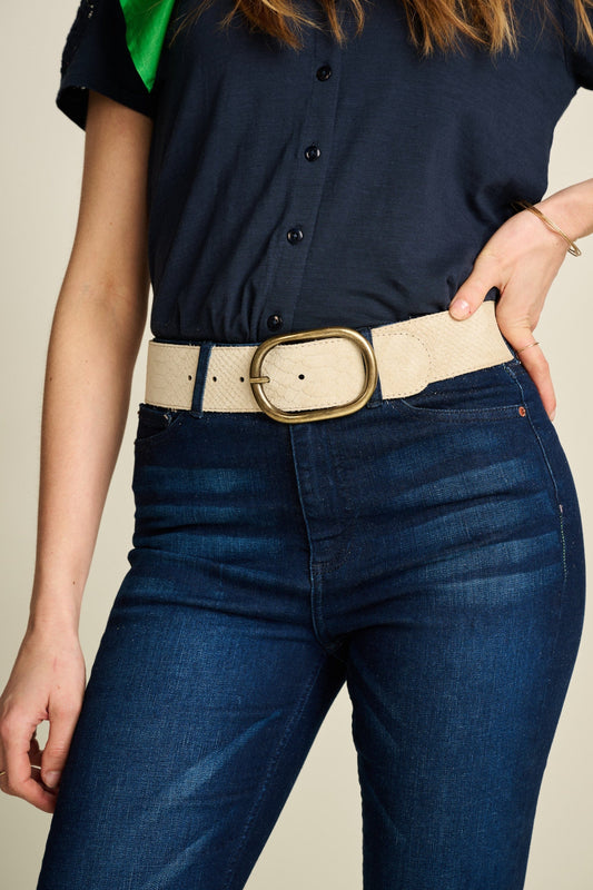 POM Amsterdam Belts White / 75 BELT - Olivia Suede Ecru