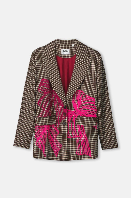 POM Amsterdam Blazers BLAZER - Laurie Bow Check Brown