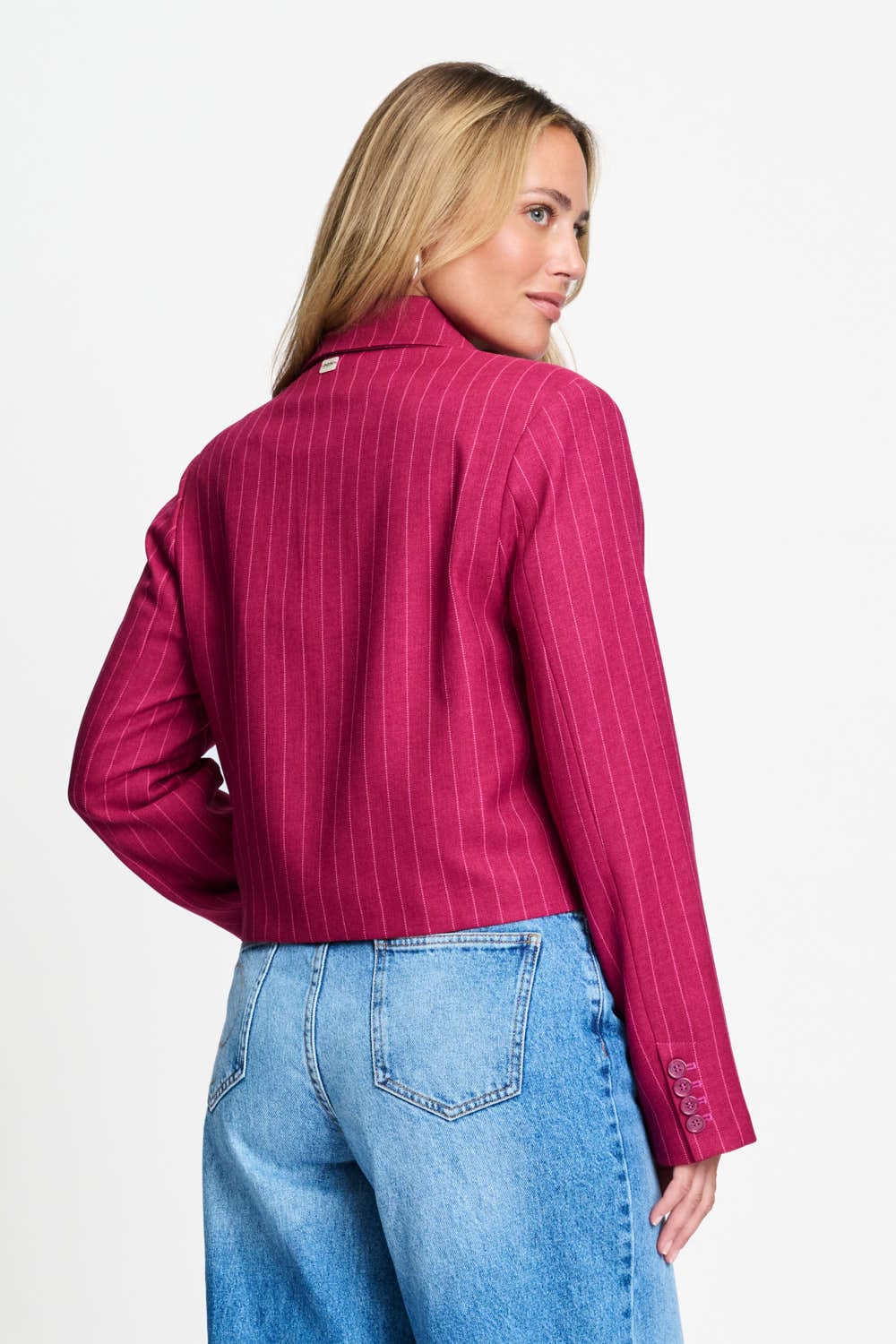 POM Amsterdam Blazers BLAZER - Rowan Striped Burgundy Red