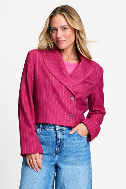 POM Amsterdam Blazers Red / 34 BLAZER - Rowan Striped Burgundy Red