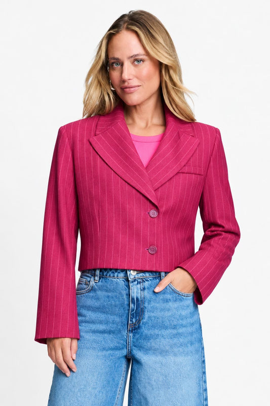 POM Amsterdam Blazers Red / 34 BLAZER - Rowan Striped Burgundy Red
