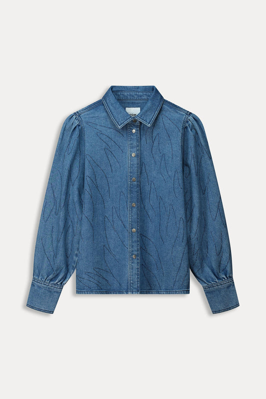 POM Amsterdam Blouses BLOUSE - Denim Rhinestones