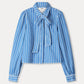 POM Amsterdam Blouses BLOUSE - Denim Stripes Blue