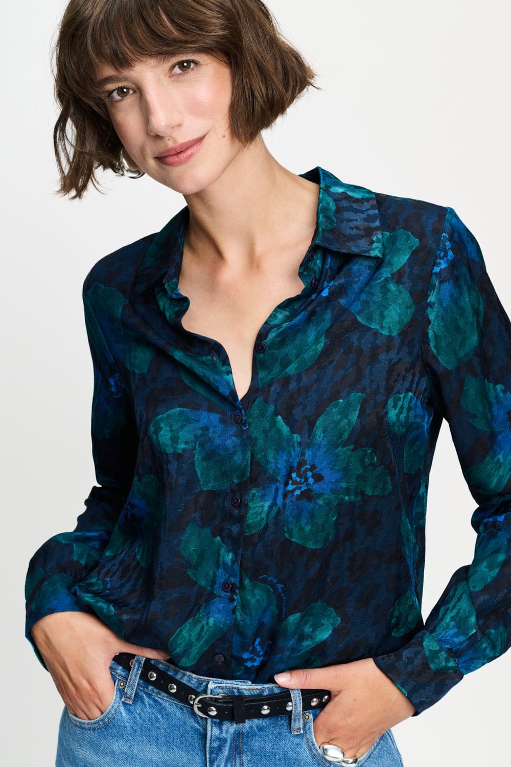 POM Amsterdam Blouses BLOUSE - Mila Bloom Teal Green