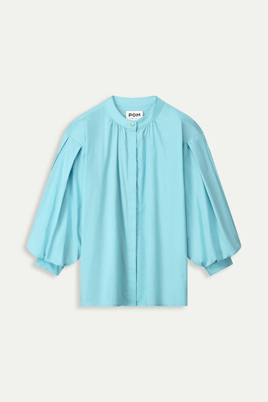 POM Amsterdam Blouses BLOUSE - Poplin Sky Blue