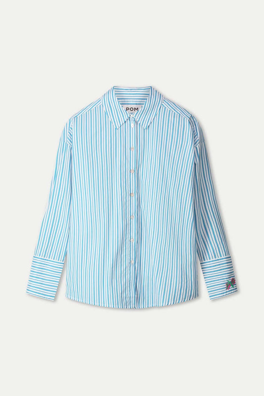 POM Amsterdam Blouses BLOUSE - Poplin Striped Smashing Blue