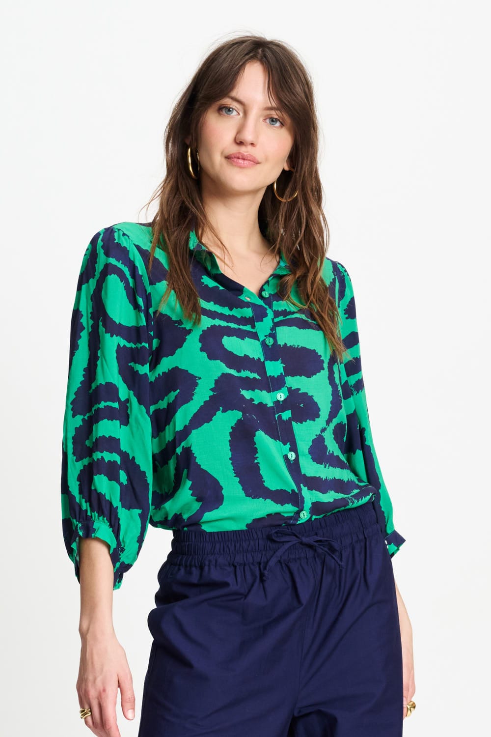 POM Amsterdam Blouses BLOUSE - Waves Green