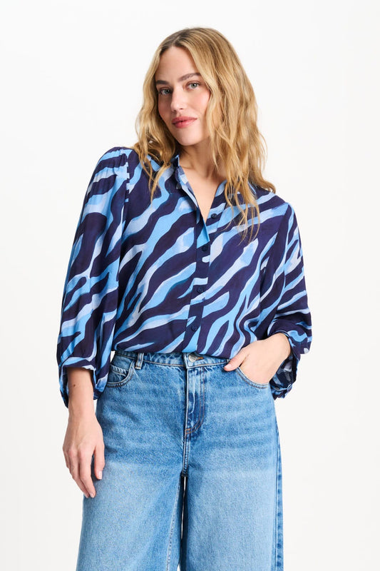 POM Amsterdam Blouses Blue / 34 BLOUSE - Animal Blue