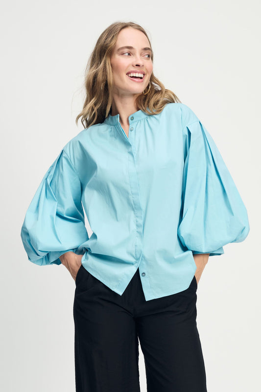 POM Amsterdam Blouses Blue / 34 BLOUSE - Poplin Sky Blue