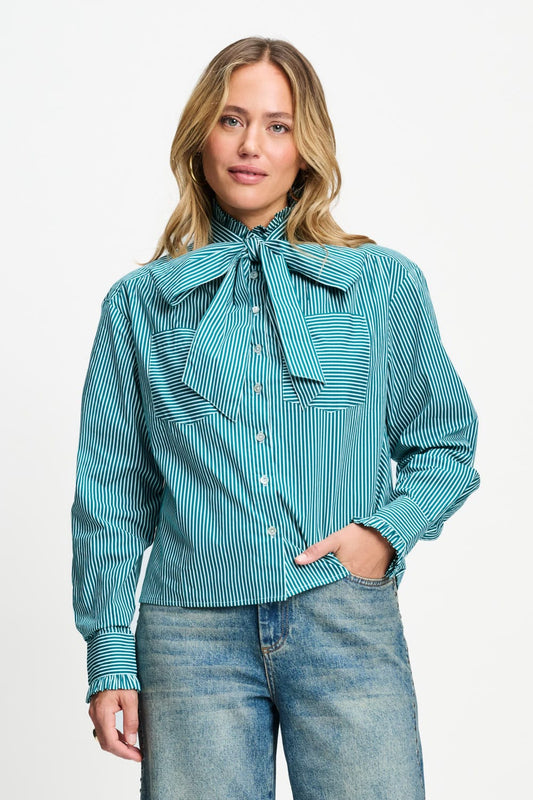 POM Amsterdam Blouses Green / 34 BLOUSE - Noa Teal Green