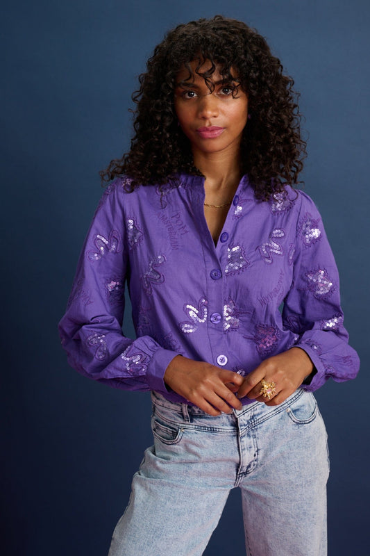 POM Amsterdam Blouses Purple / 34 BLOUSE - French Violet Shine