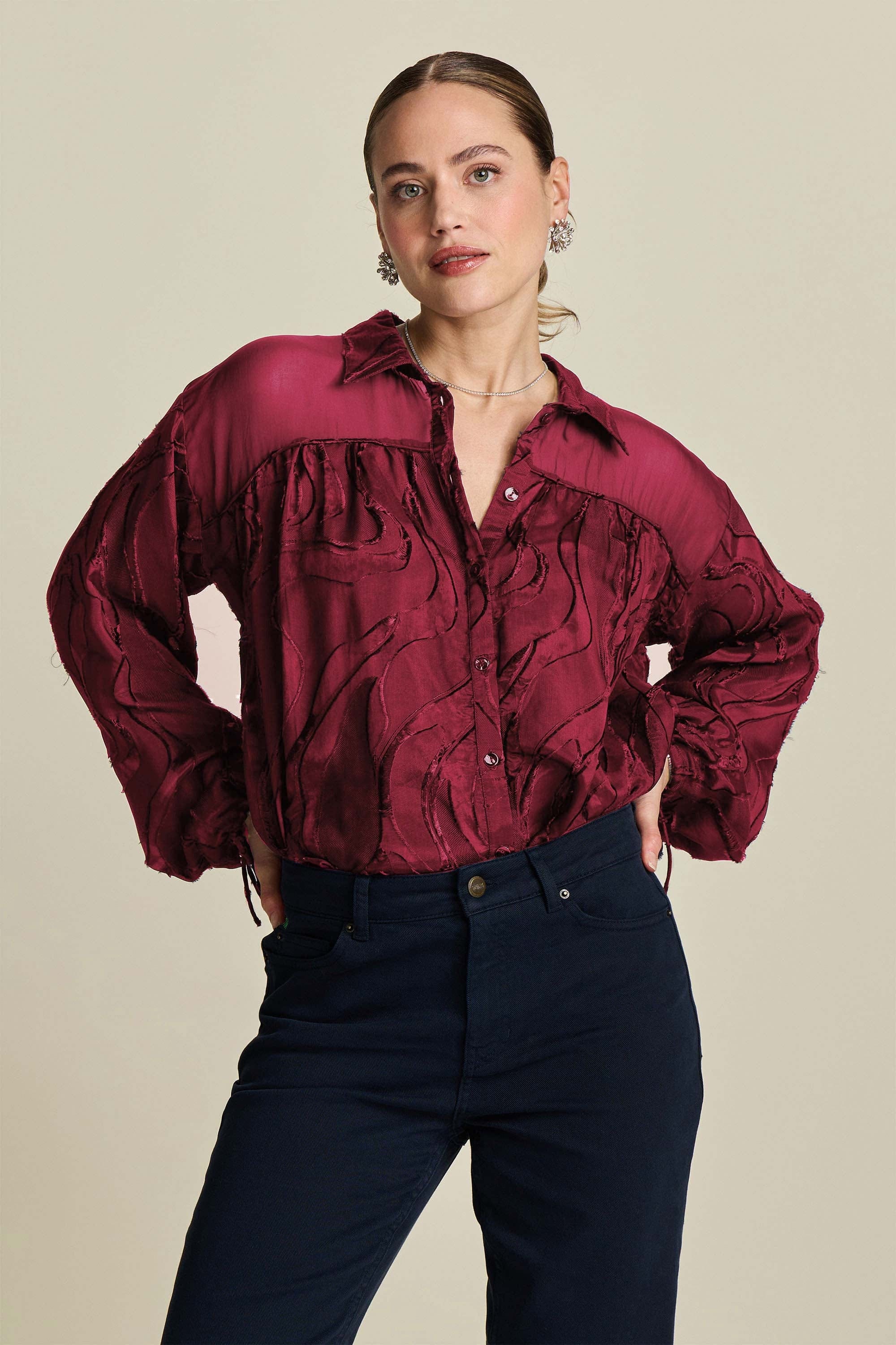 Burgundy dress blouse deals