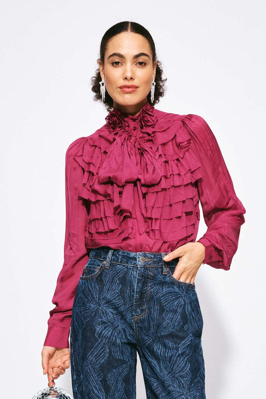 POM Amsterdam Blouses Red / 34 BLOUSE - Valerie Burgundy Red