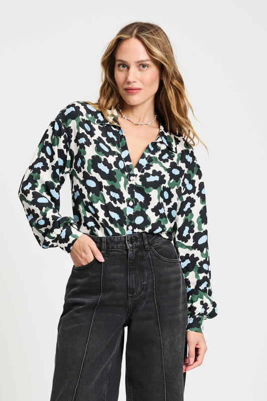 POM Amsterdam Blouses White / 34 BLOUSE - Violet Wild Flowers Ecru