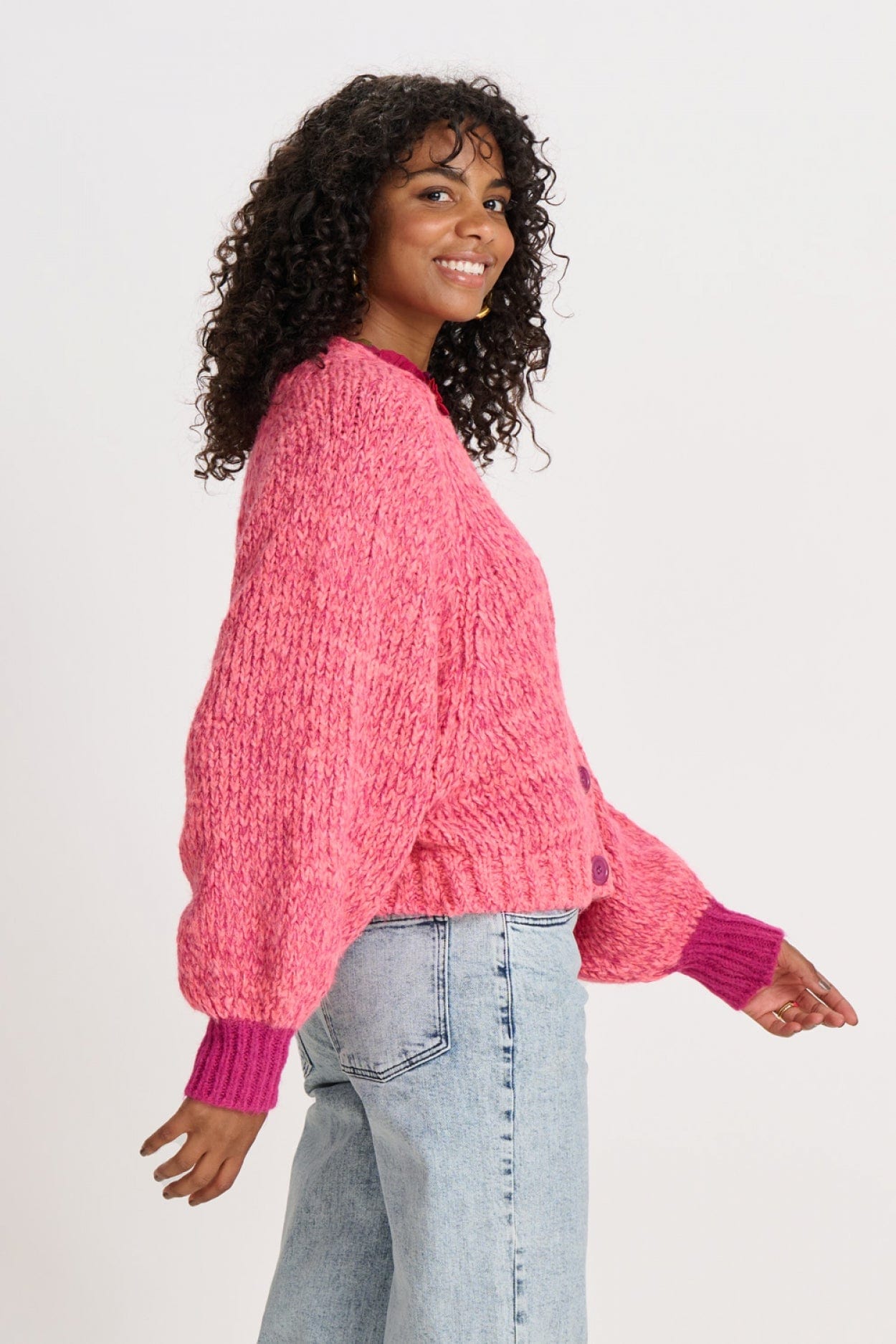 Pink pom pom cardigan sale