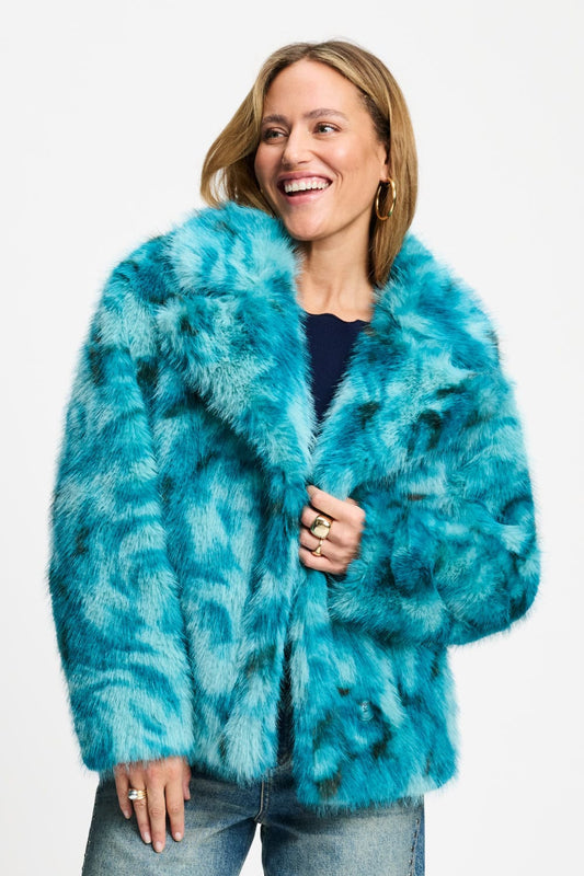 POM Amsterdam Coats Green / 34 COAT - Cleo Teal Green Animal