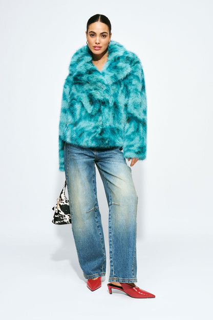 POM Amsterdam Coats Green / 34 COAT - Cleo Teal Green Animal