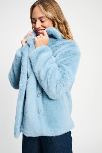 POM Amsterdam Coats JACKET - Fur Misty Blue