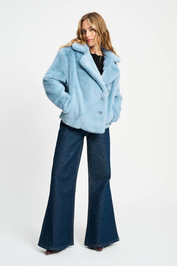 POM Amsterdam Coats JACKET - Fur Misty Blue