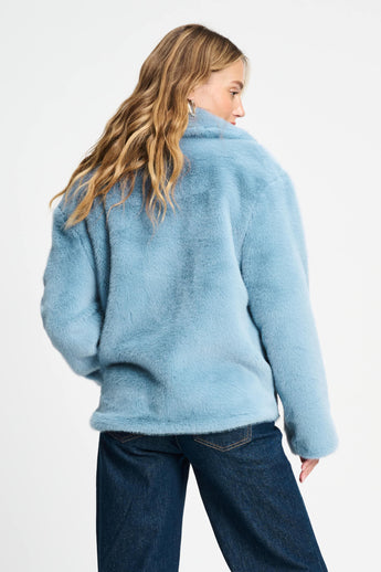 POM Amsterdam Coats JACKET - Fur Misty Blue