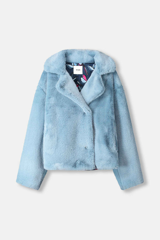 POM Amsterdam Coats JACKET - Fur Misty Blue