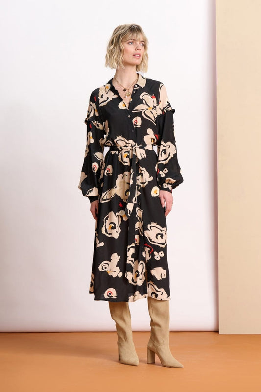 POM Amsterdam Dresses Black / 34 DRESS - Flower Glory Black