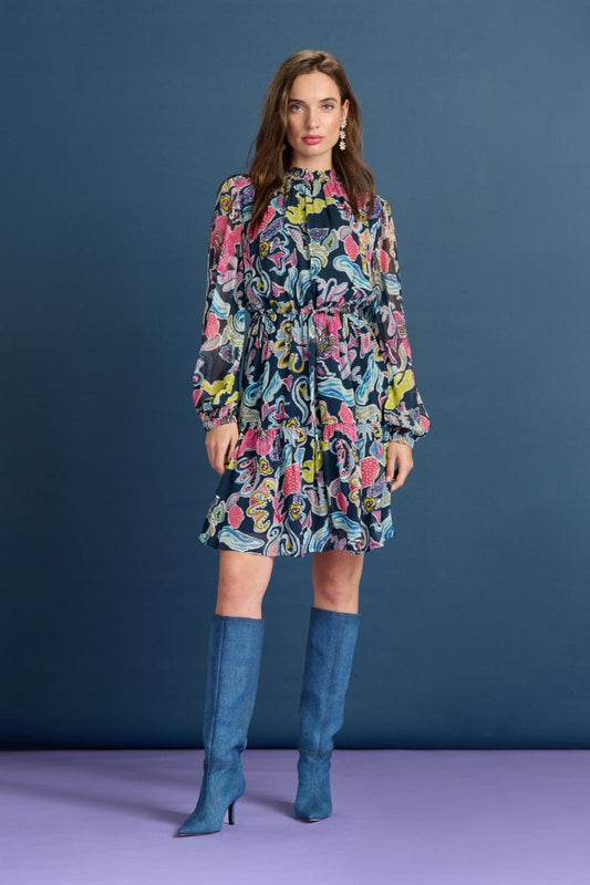 POM Amsterdam Dresses Blue / 34 DRESS - Full Glow Deep Blue