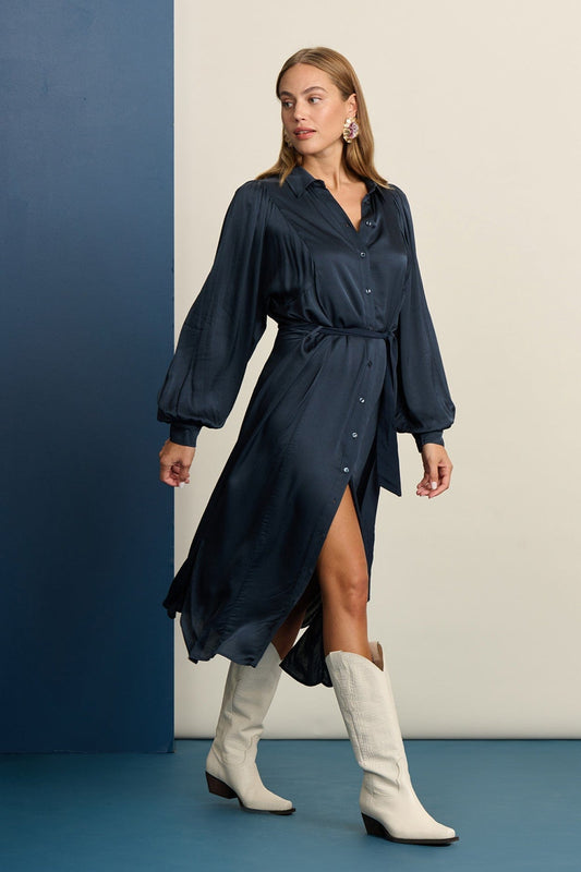 POM Amsterdam Dresses Blue / 34 DRESS - Jacky Blue