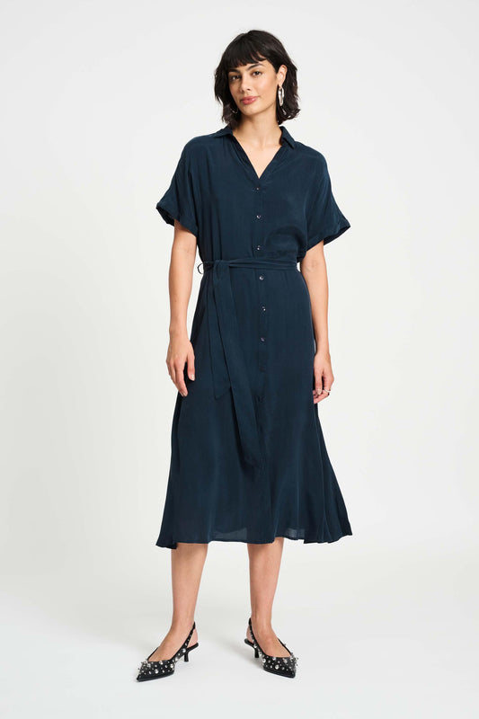 POM Amsterdam Dresses Blue / 34 DRESS - Lynn Dark Navy