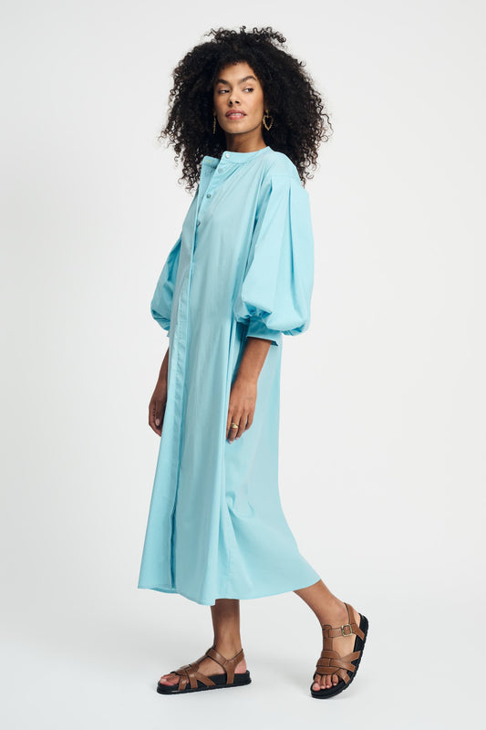POM Amsterdam Dresses Blue / 34 DRESS - Poplin Sky Blue