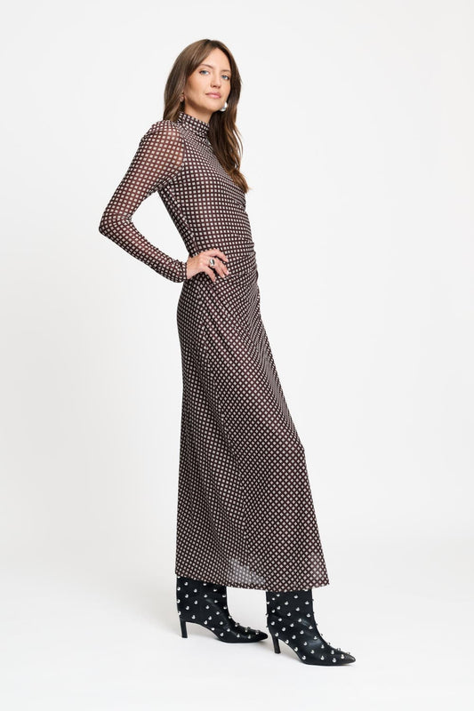 POM Amsterdam Dresses Brown / 34 DRESS - Amber Check Brown