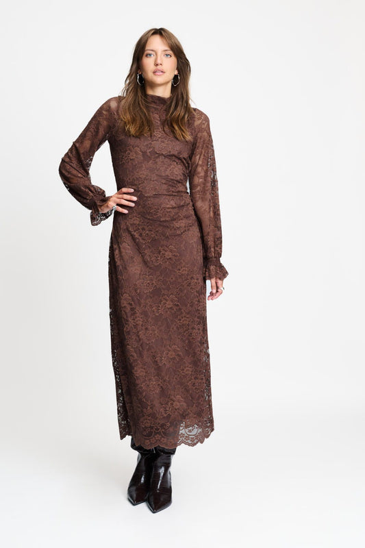 POM Amsterdam Dresses Brown / 34 DRESS - Anna Chocolate Brown
